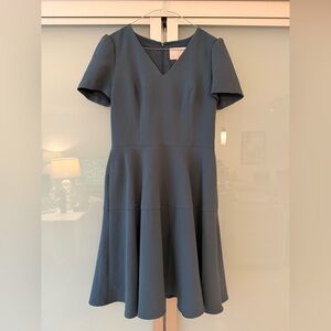 Gal Meets Glam Classic Gray Blue Fit and Flare Dress